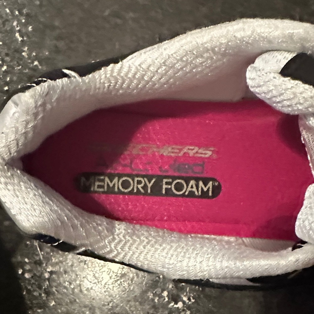 Skechers Women's Black and White Sneakers with Pink Insole - Picture 2 of 7